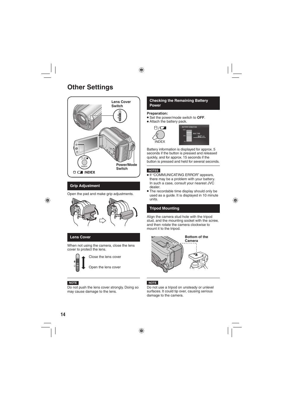 Other settings | JVC Everio GZ-MG255U User Manual | Page 14 / 60