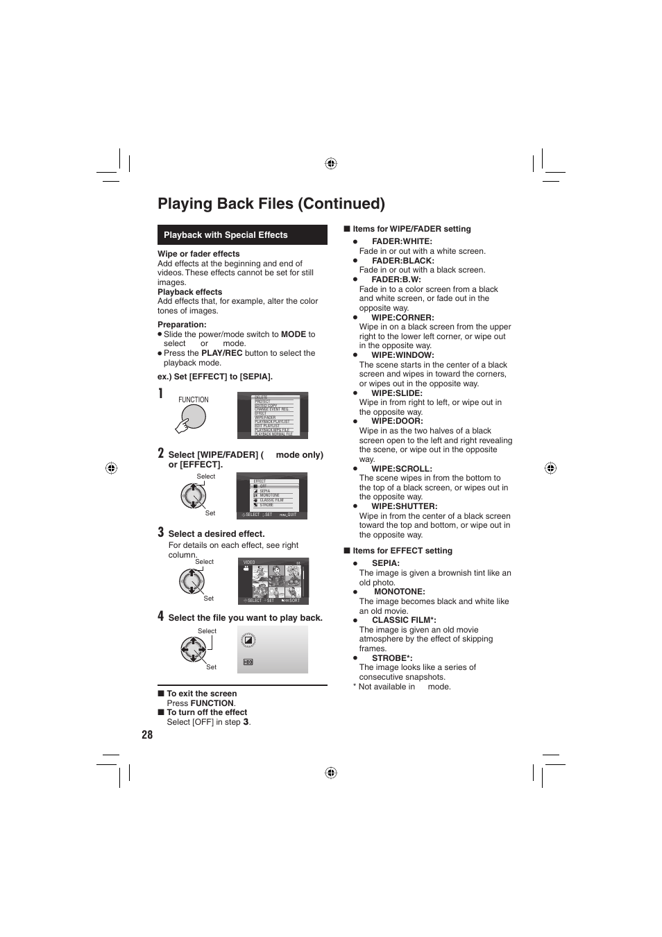 Playing back files (continued) | JVC Everio GZ-MG255U User Manual | Page 28 / 60