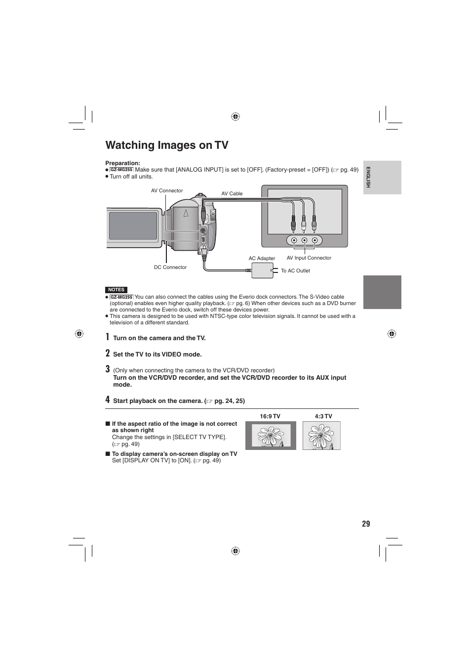Watching images on tv | JVC Everio GZ-MG255U User Manual | Page 29 / 60