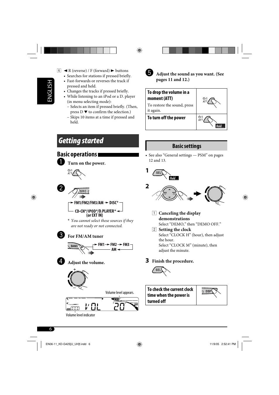 Getting started, Basic operations, English | Basic settings | JVC KD-G320 User Manual | Page 126 / 230