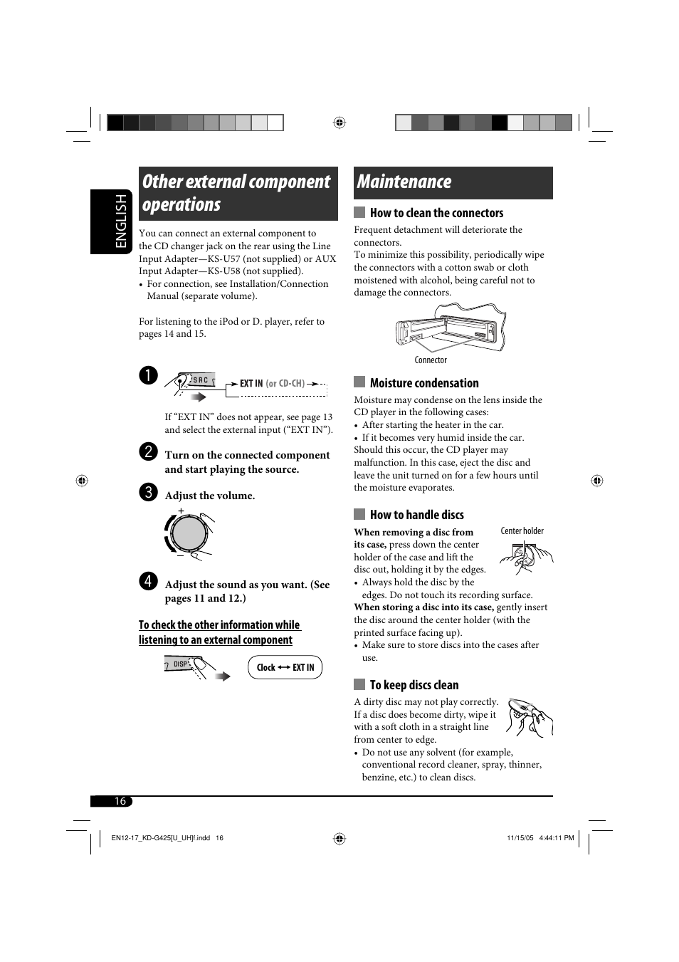 Other external component operations, Maintenance | JVC KD-G320 User Manual | Page 136 / 230