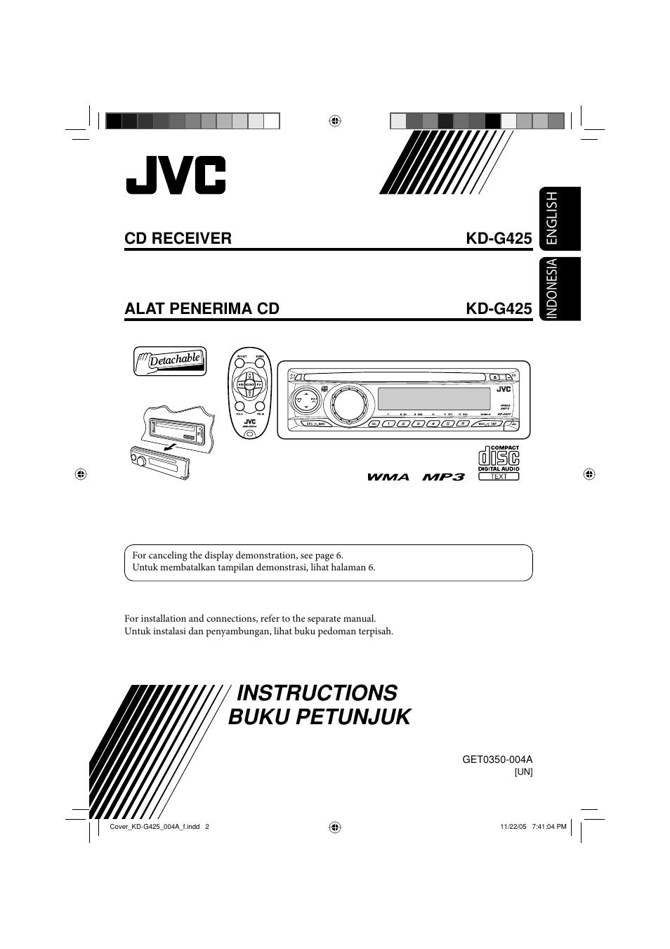 Kd-g425 [un, Instructions, Instructions buku petunjuk | JVC KD-G320 User Manual | Page 147 / 230