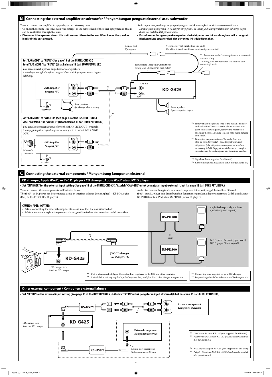 Cd changer, apple ipod, Or jvc d. player / cd changer, apple ipod, Atau jvc d. player | JVC KD-G320 User Manual | Page 172 / 230