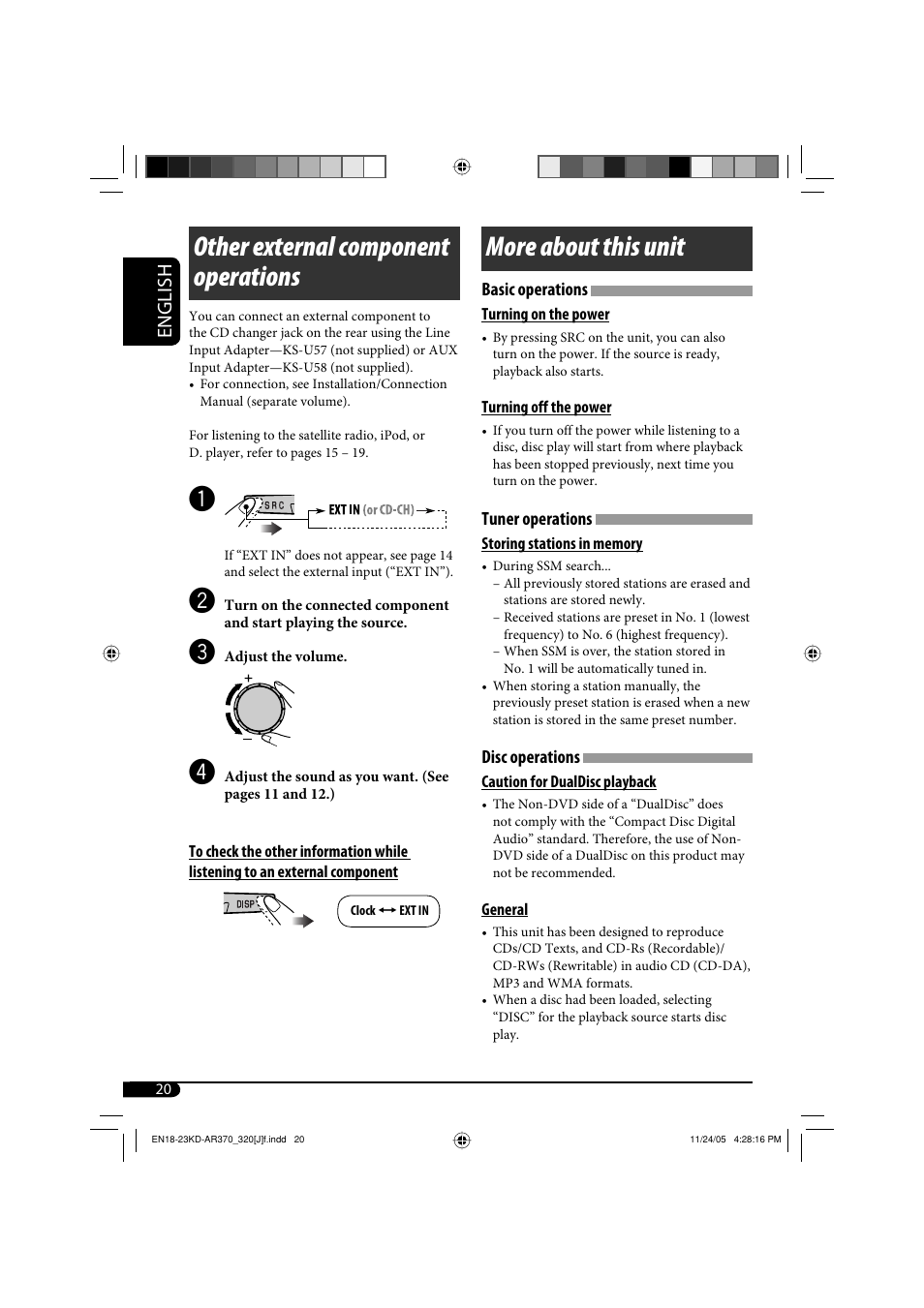 Other external component operations, More about this unit, English | JVC KD-G320 User Manual | Page 20 / 230