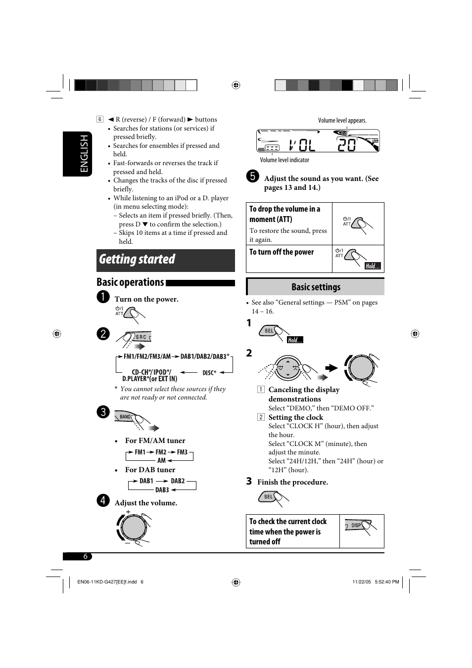 Getting started, Basic operations, English | Basic settings | JVC KD-G320 User Manual | Page 204 / 230