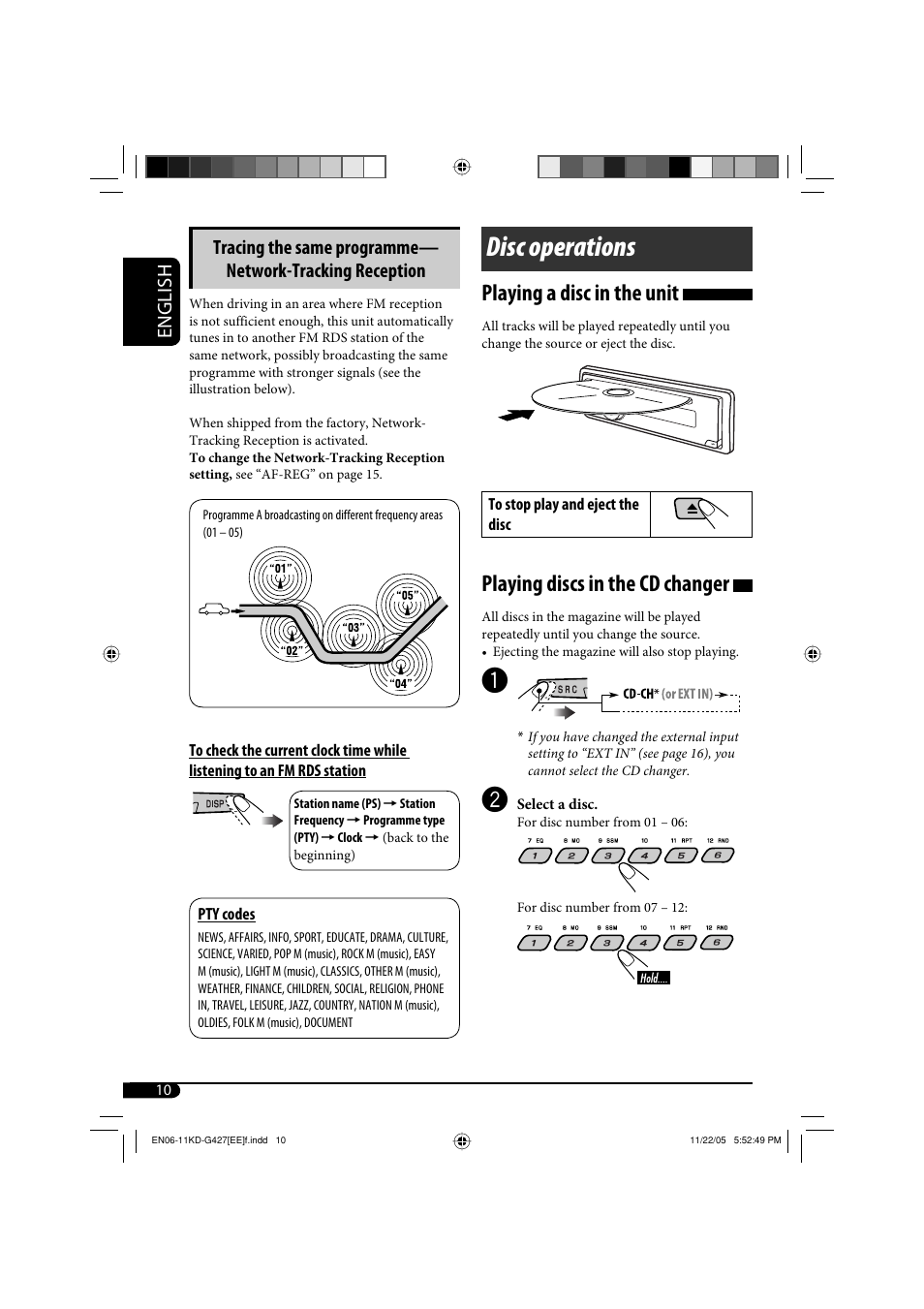 Disc operations, Playing a disc in the unit, Playing discs in the cd changer | JVC KD-G320 User Manual | Page 208 / 230