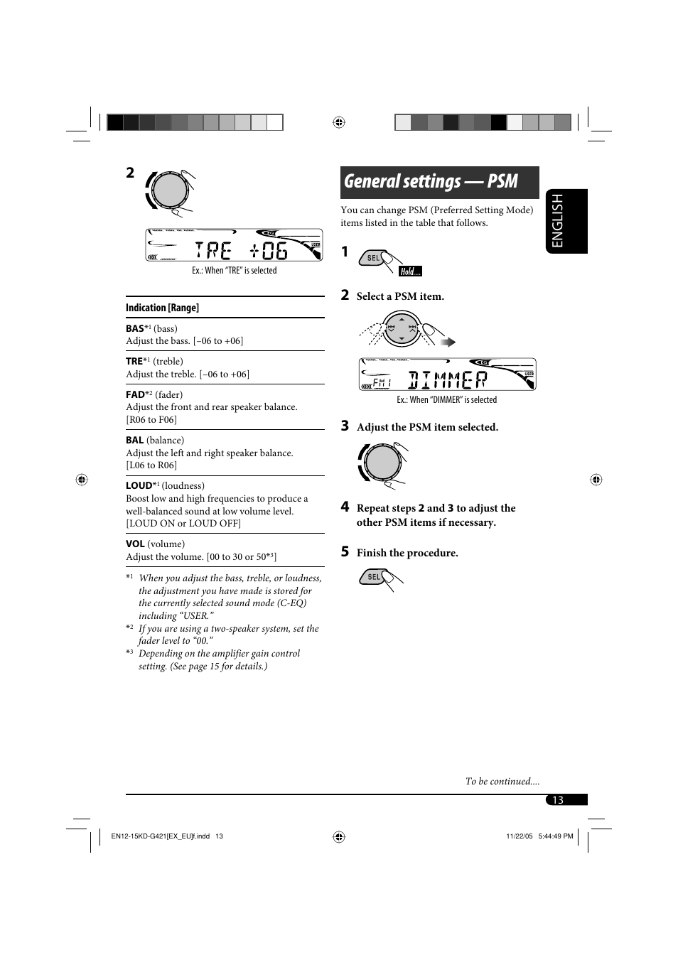 General settings — psm, English | JVC KD-G320 User Manual | Page 45 / 230