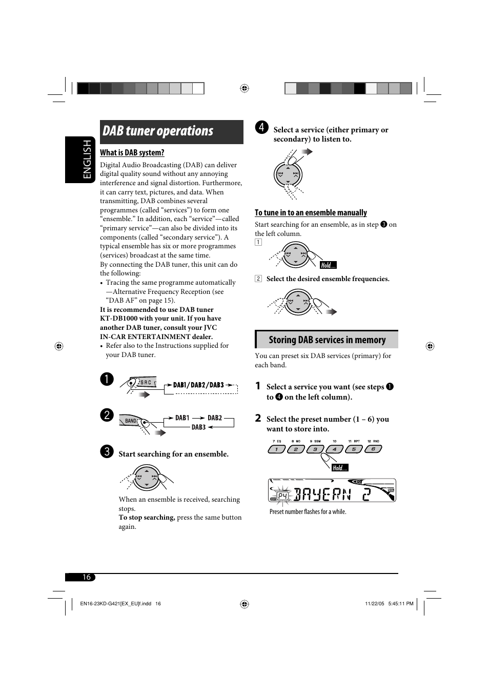 Dab tuner operations | JVC KD-G320 User Manual | Page 48 / 230