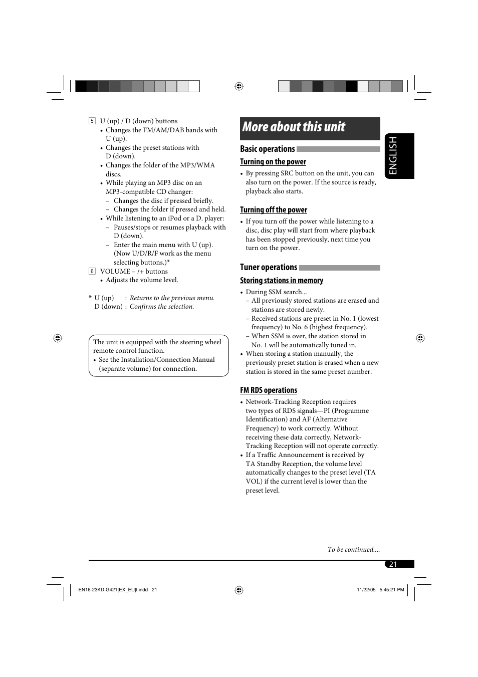 More about this unit, English, Basic operations | Tuner operations | JVC KD-G320 User Manual | Page 53 / 230