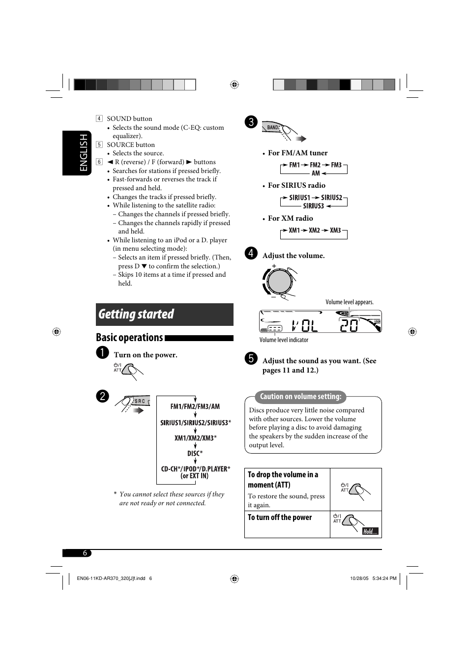 Getting started, Basic operations, English | JVC KD-G320 User Manual | Page 6 / 230