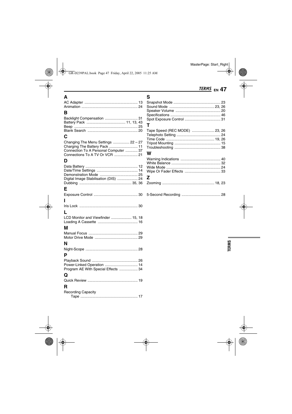 Terms | JVC GR-D239 User Manual | Page 47 / 48