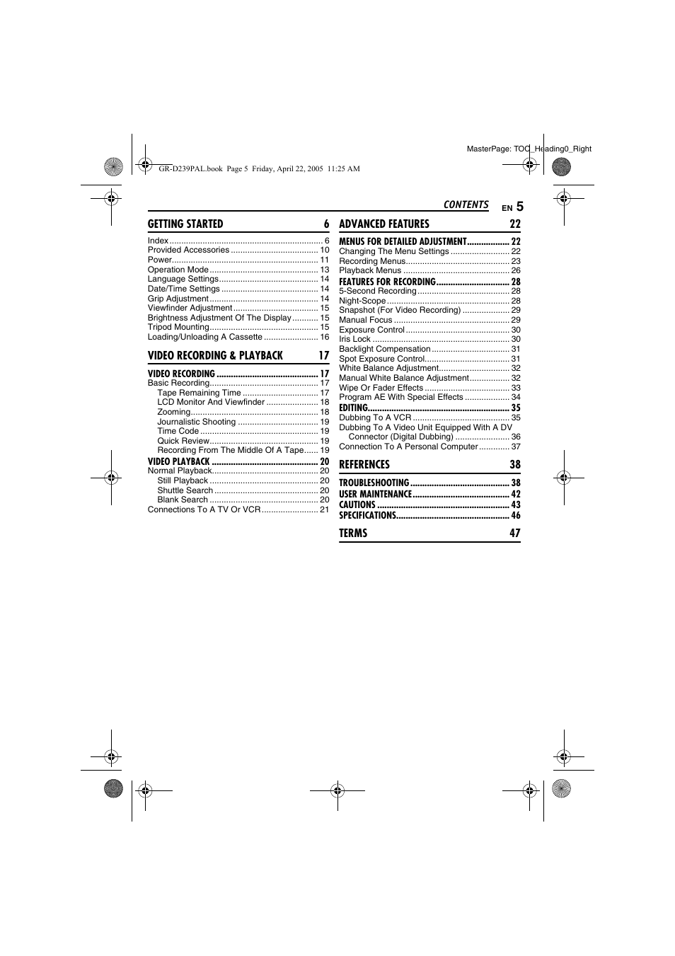 JVC GR-D239 User Manual | Page 5 / 48