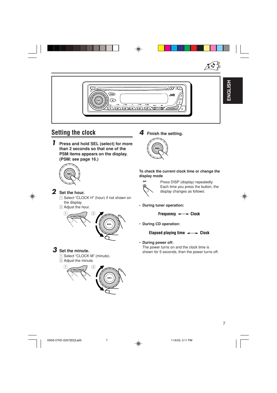 Setting the clock | JVC KD-G202 User Manual | Page 41 / 60