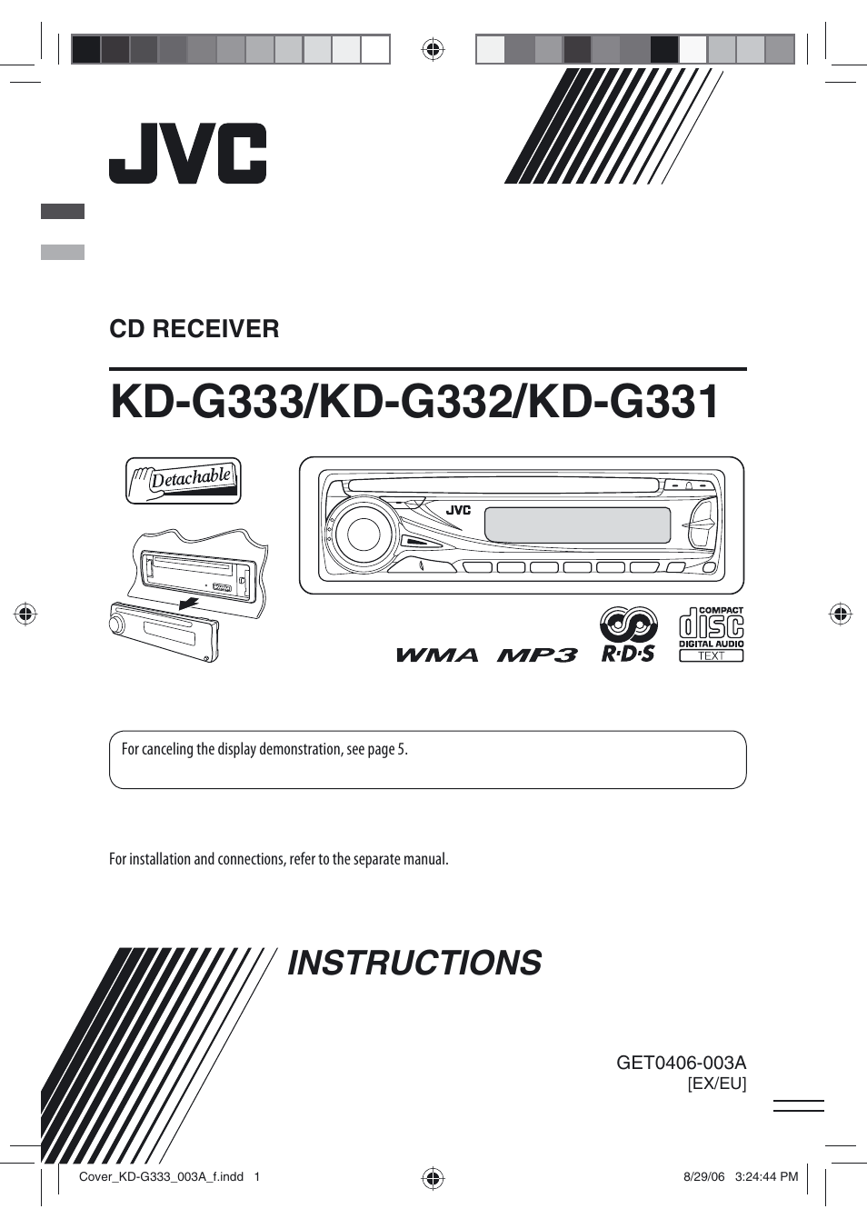 JVC KD-G331 User Manual | 20 pages