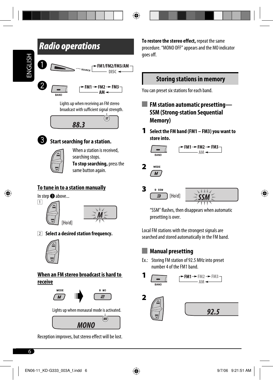 Radio operations | JVC KD-G331 User Manual | Page 6 / 20