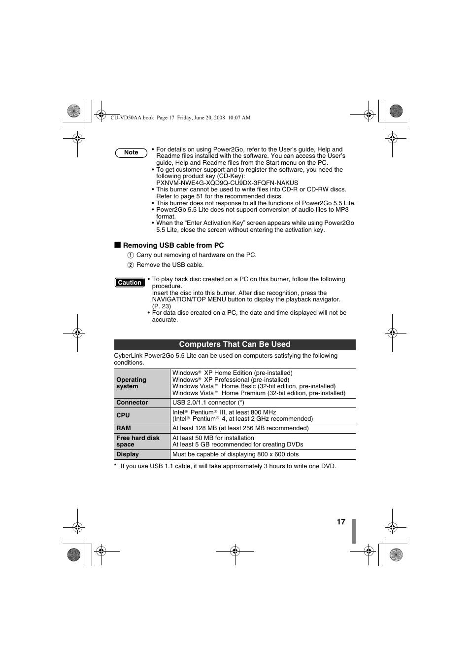 Computers that can be used | JVC CU-VD50AA User Manual | Page 17 / 52