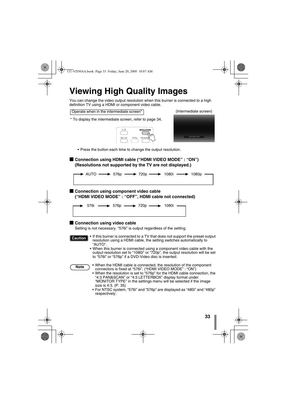 Z viewing high quality images, Ge (p. 33), Ting. (p. 33) | Viewing high quality images | JVC CU-VD50AA User Manual | Page 33 / 52