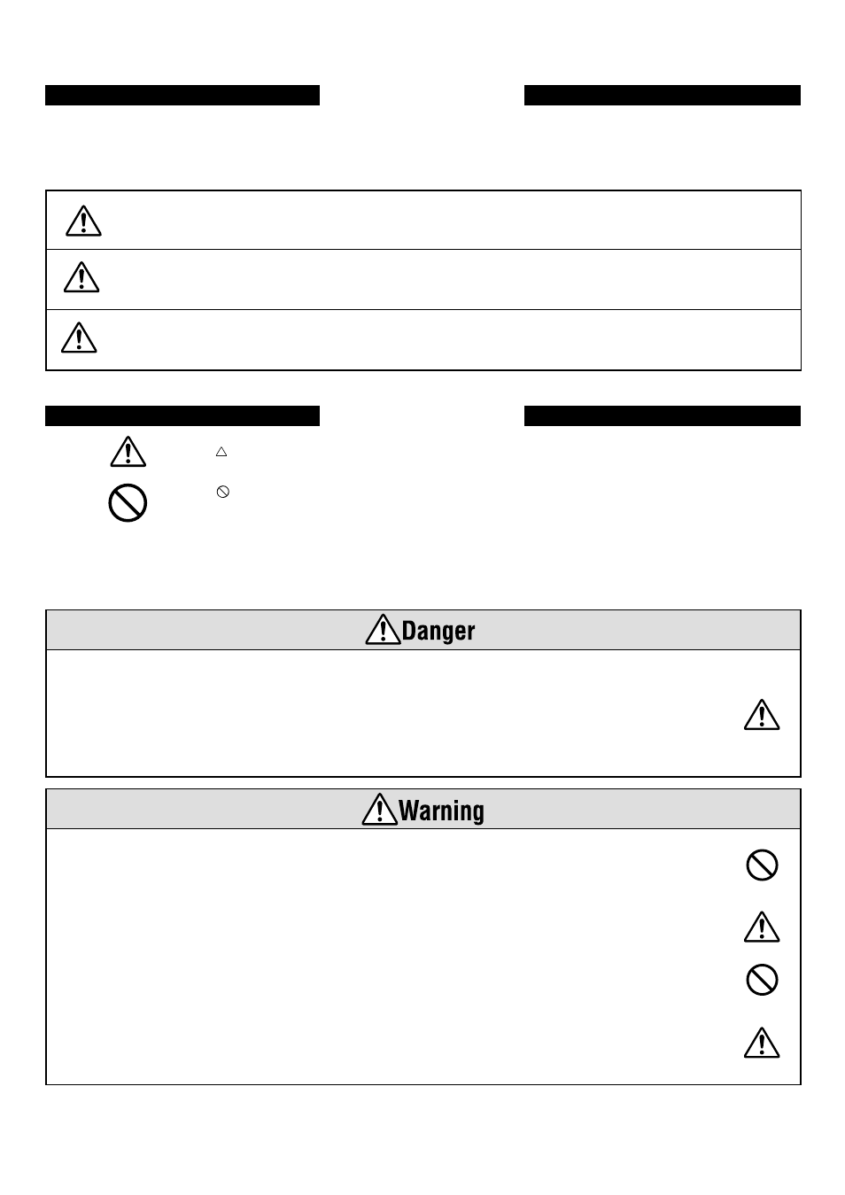 Safety precautions, Assembly and mounting warnings, Danger warning caution | Explanation of symbols examples | JVC RK-C42WBT3 User Manual | Page 2 / 16