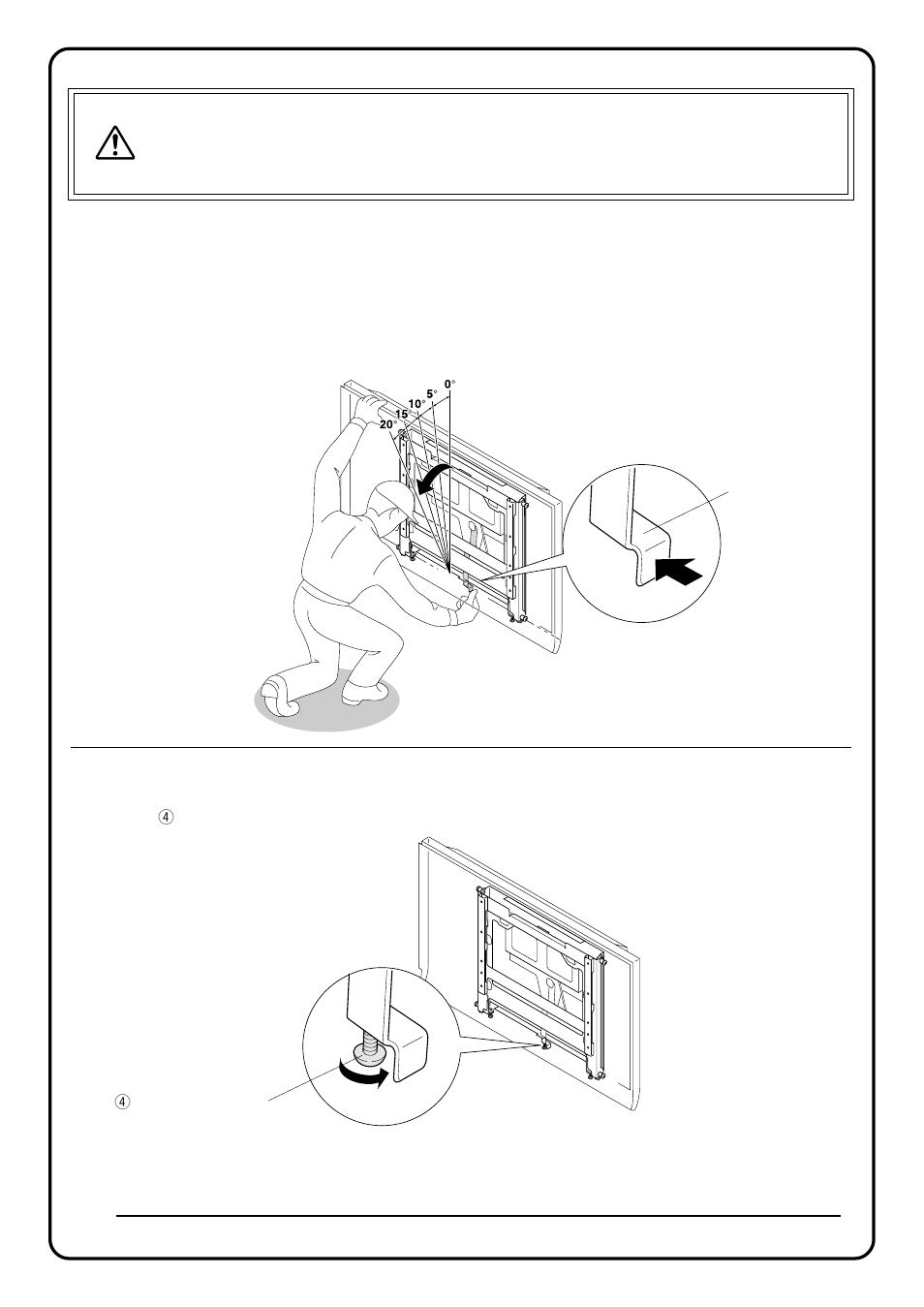 Caution, Adjusting the angle of the plasma display | JVC RK-C42WBT3 User Manual | Page 9 / 16