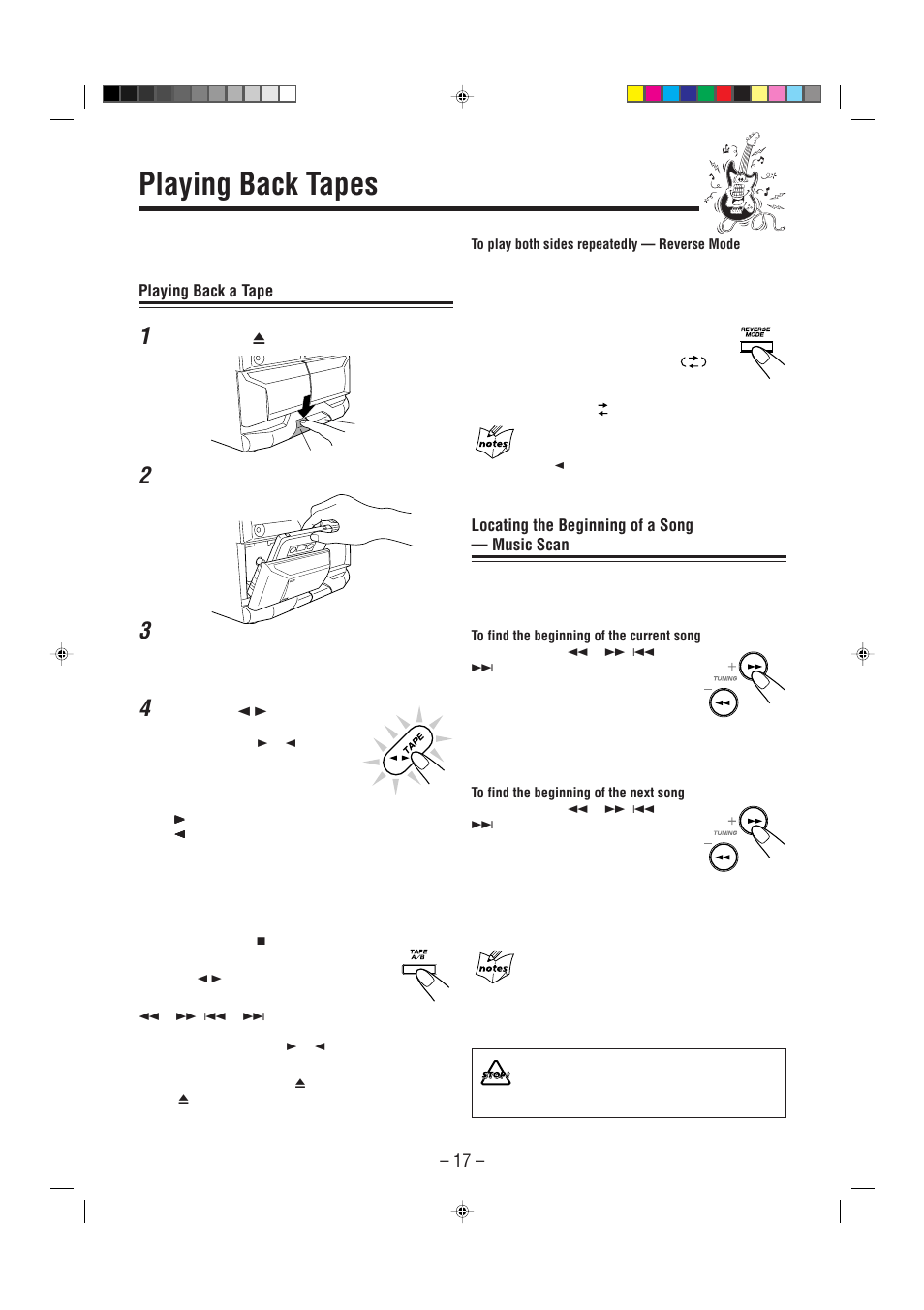 Playing back tapes | JVC CA-MXGT90 User Manual | Page 20 / 36