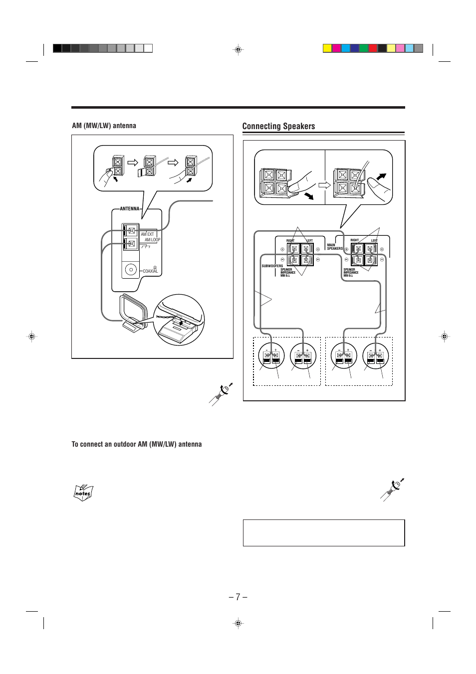 Connecting speakers | JVC SP-UXP7 User Manual | Page 10 / 28