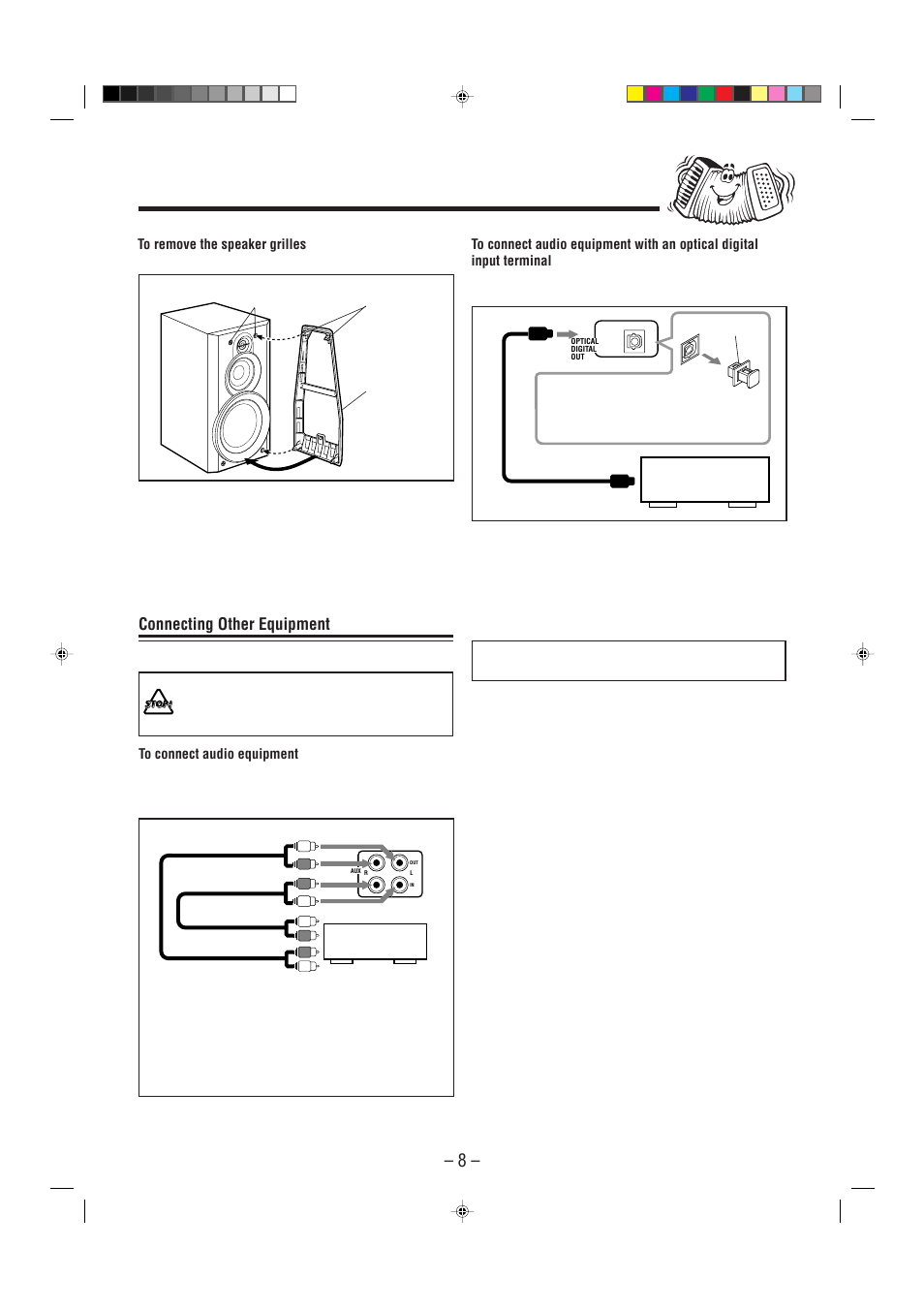 Now, you can plug the ac power cord, Connecting other equipment | JVC SP-UXP7 User Manual | Page 11 / 28