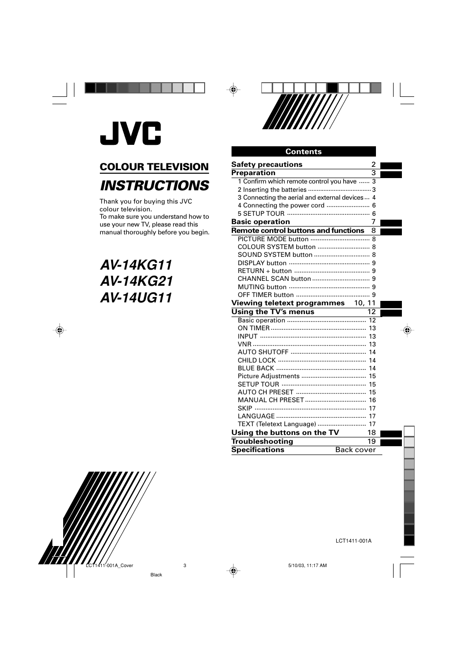 JVC AV-14KG11 User Manual | 20 pages