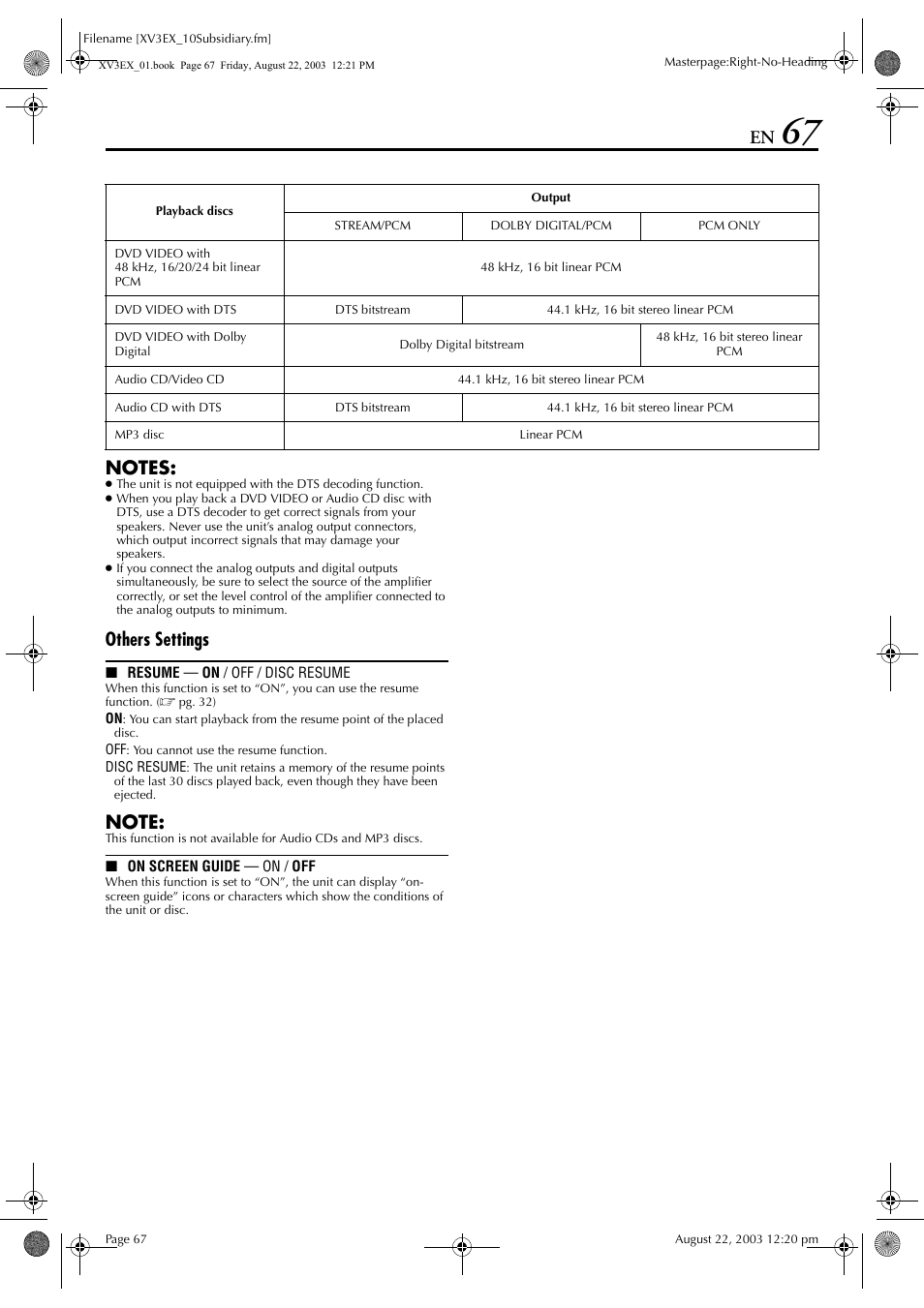 Pg. 67), Pg. 67) if y, Others settings | JVC 0504CSH-ID-VT User Manual | Page 67 / 84