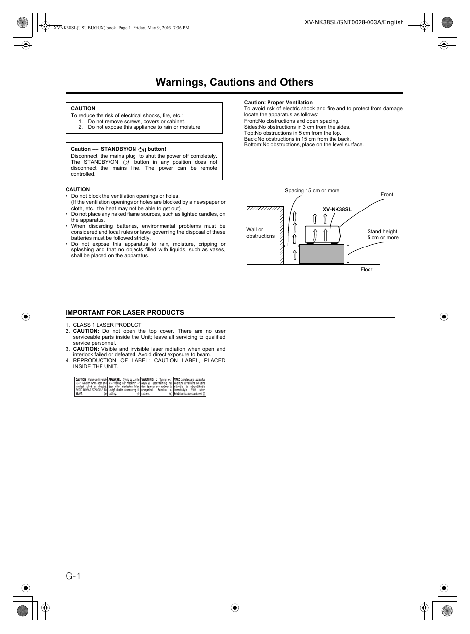Warnings, Warnings, cautions and others | JVC XV-NK38SL User Manual | Page 2 / 42