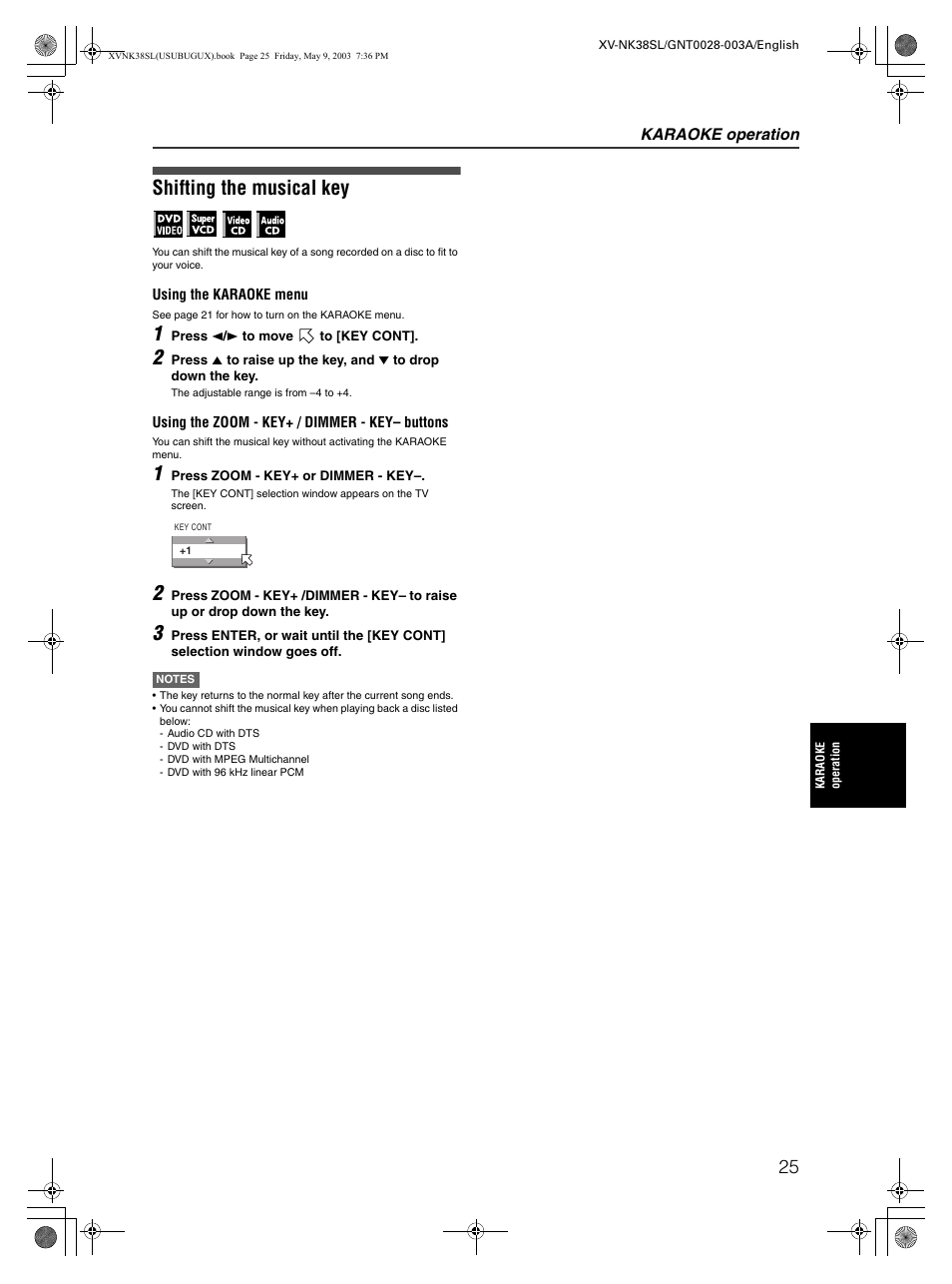 Shifting the musical key | JVC XV-NK38SL User Manual | Page 27 / 42
