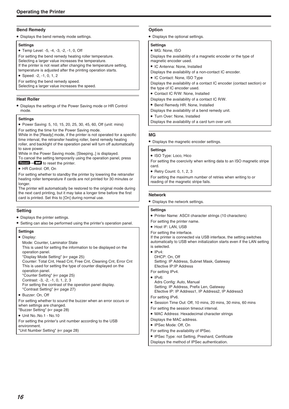 Operating the printer | JVC CX-7000 Series User Manual | Page 16 / 124