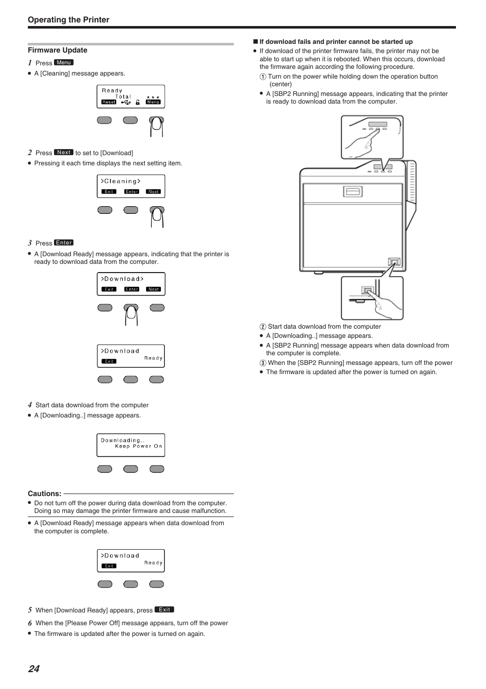 Operating the printer | JVC CX-7000 Series User Manual | Page 24 / 124
