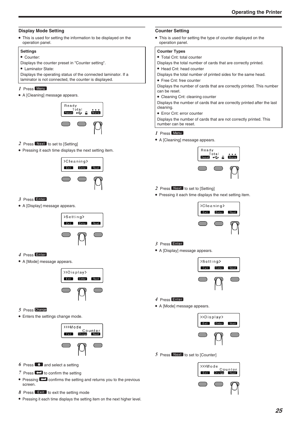 Operating the printer | JVC CX-7000 Series User Manual | Page 25 / 124