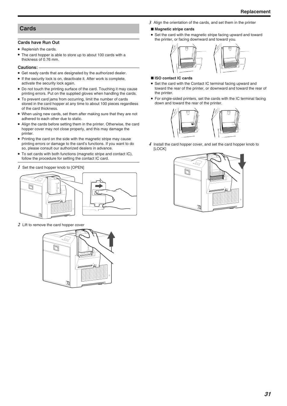 Replacement, Cards | JVC CX-7000 Series User Manual | Page 31 / 124