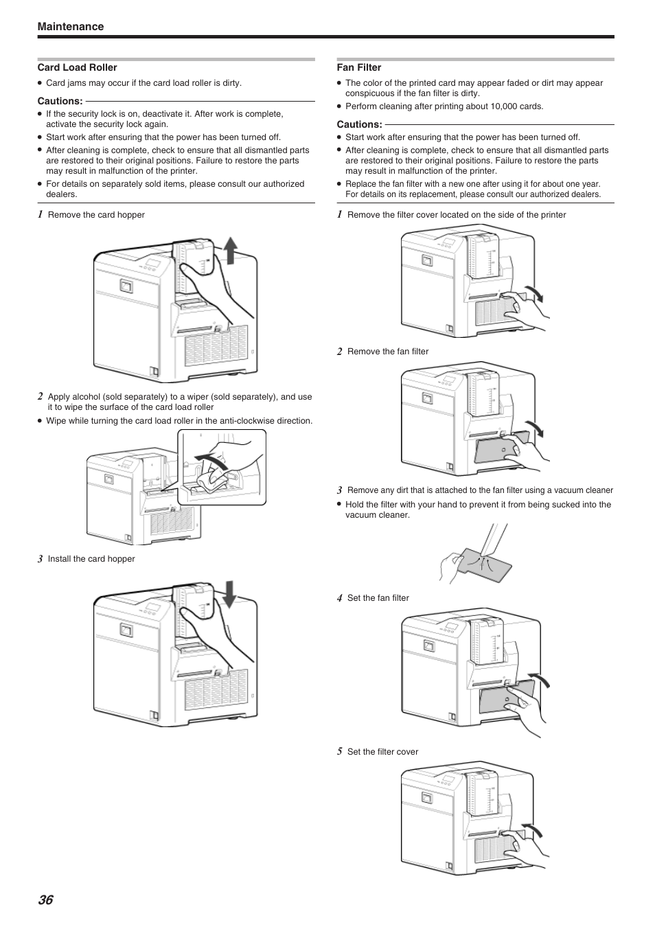 Maintenance | JVC CX-7000 Series User Manual | Page 36 / 124