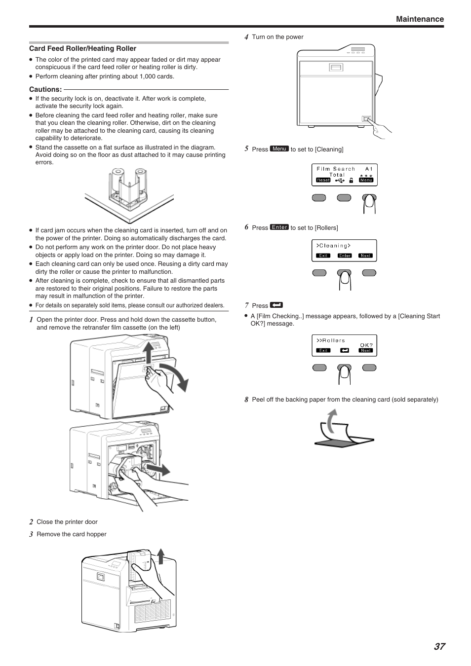 Maintenance | JVC CX-7000 Series User Manual | Page 37 / 124