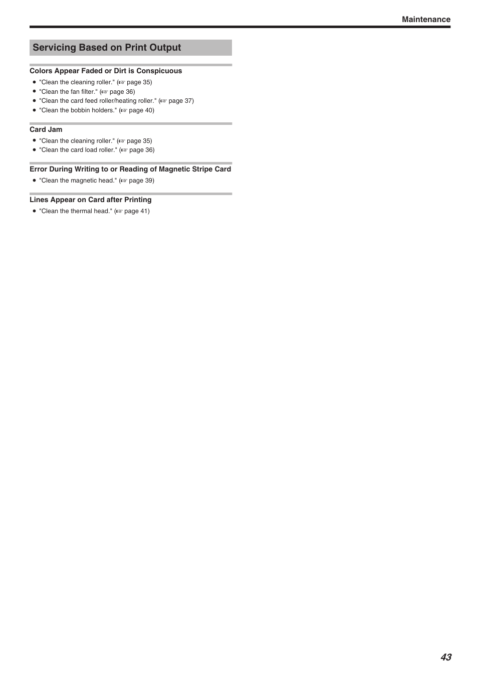 Servicing based on print output, Maintenance | JVC CX-7000 Series User Manual | Page 43 / 124
