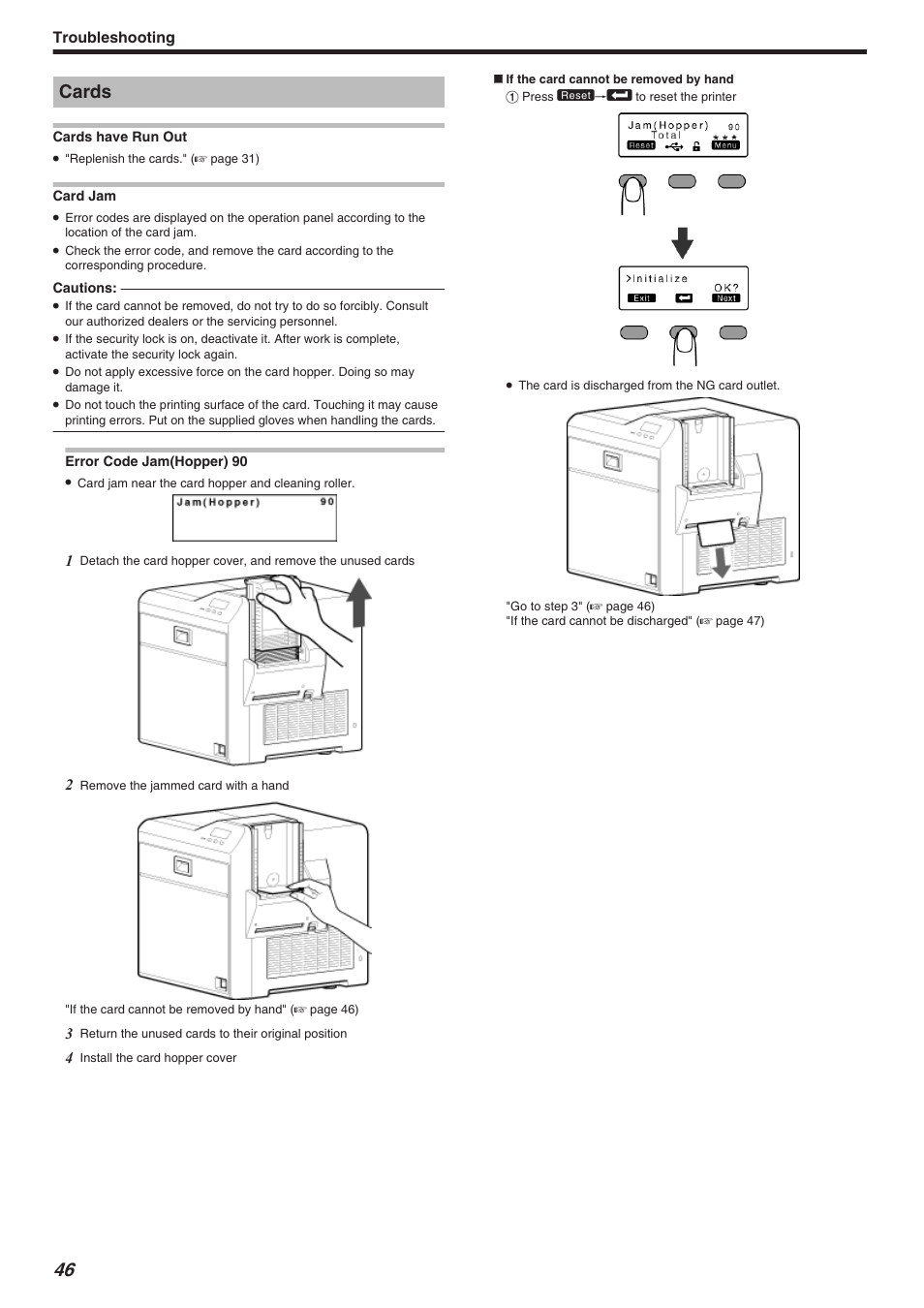 Cards, Troubleshooting | JVC CX-7000 Series User Manual | Page 46 / 124