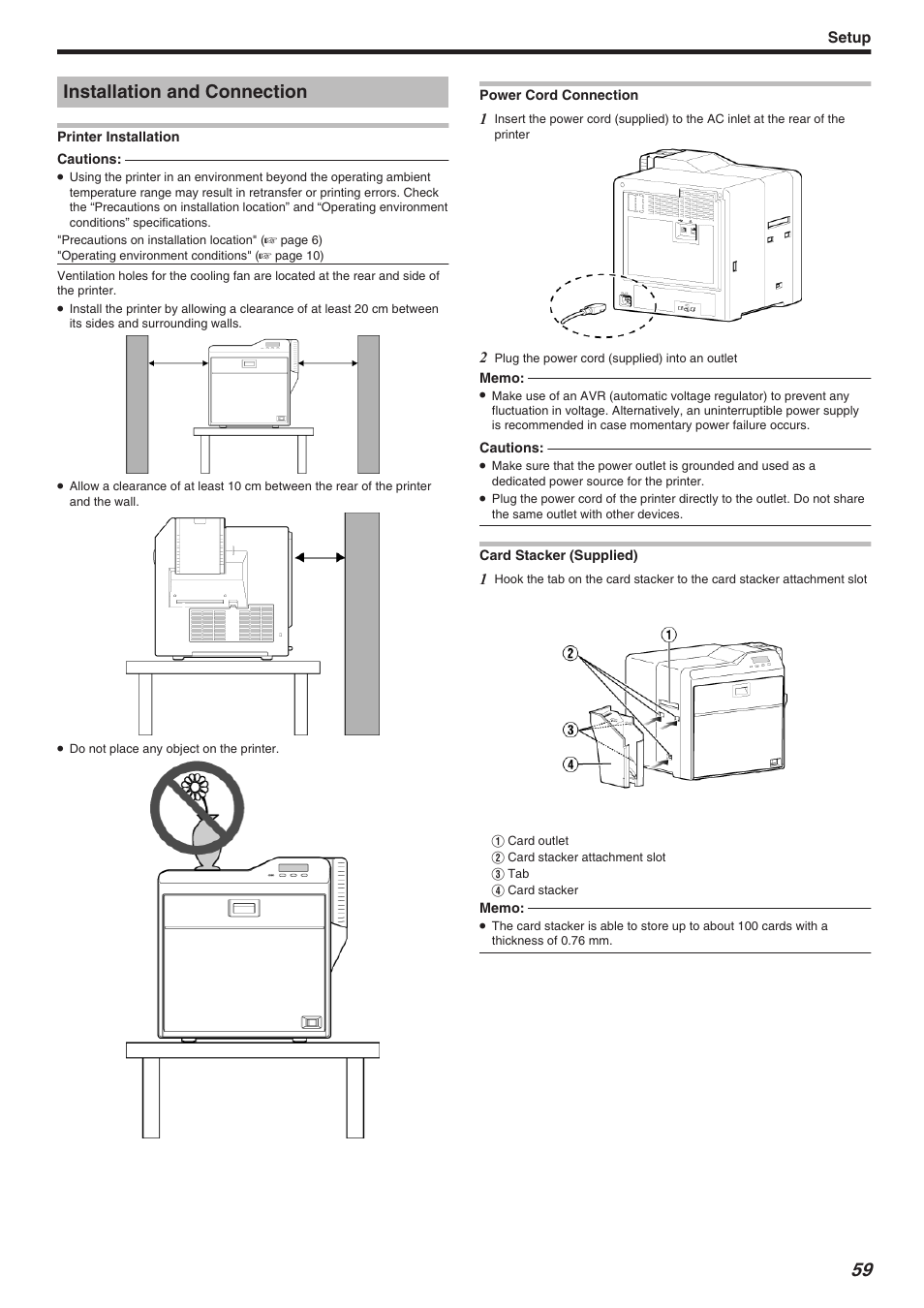 Setup, Installation and connection | JVC CX-7000 Series User Manual | Page 59 / 124