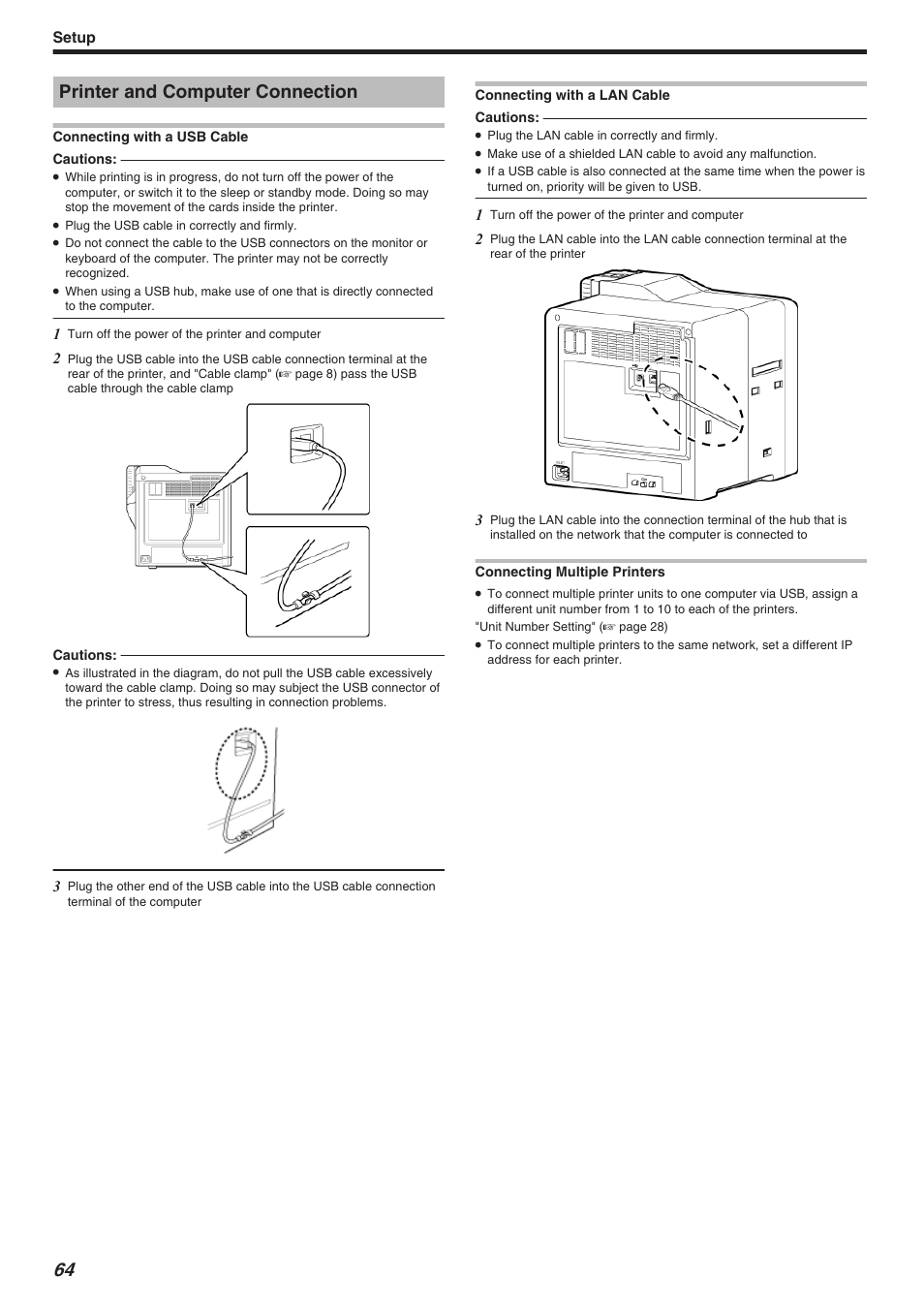 Printer and computer connection, Setup | JVC CX-7000 Series User Manual | Page 64 / 124