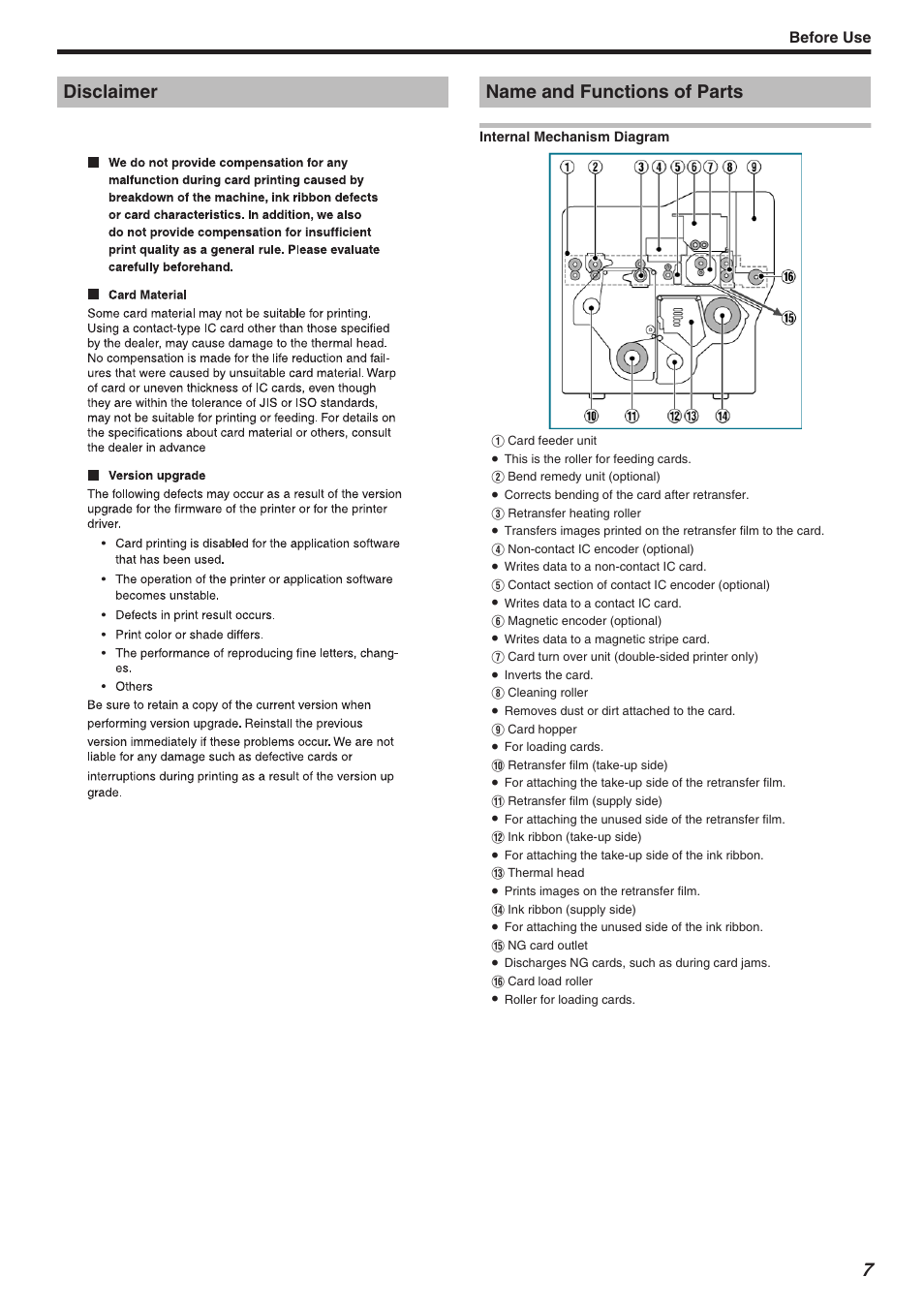 Disclaimer, Name and functions of parts, Disclaimer name and functions of parts | Before use | JVC CX-7000 Series User Manual | Page 7 / 124