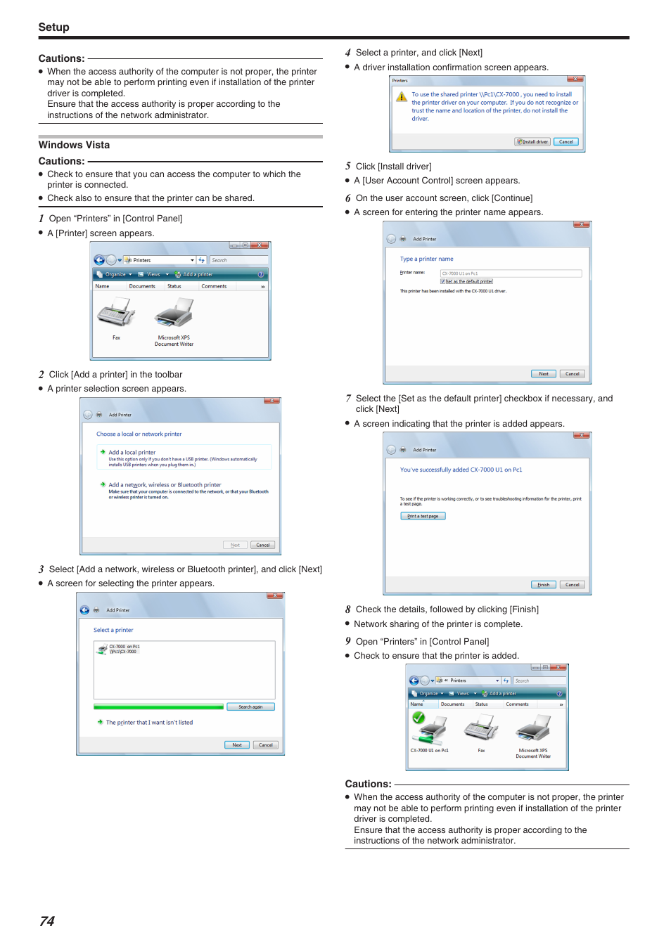 Setup | JVC CX-7000 Series User Manual | Page 74 / 124
