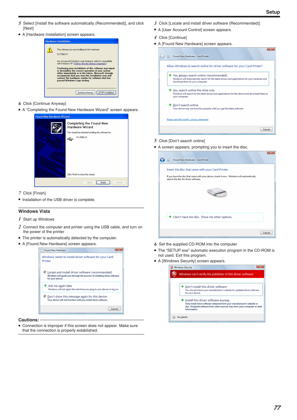 Setup | JVC CX-7000 Series User Manual | Page 77 / 124