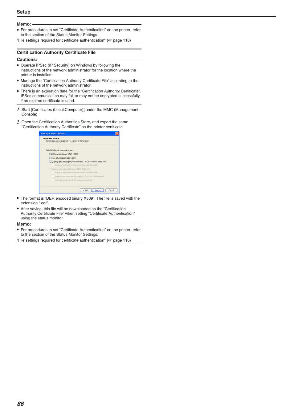 Setup | JVC CX-7000 Series User Manual | Page 86 / 124
