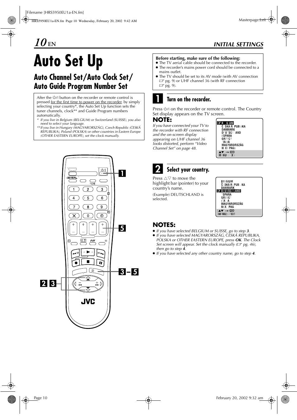 Auto set up | JVC 0302MNV*ID*JVE User Manual | Page 10 / 56