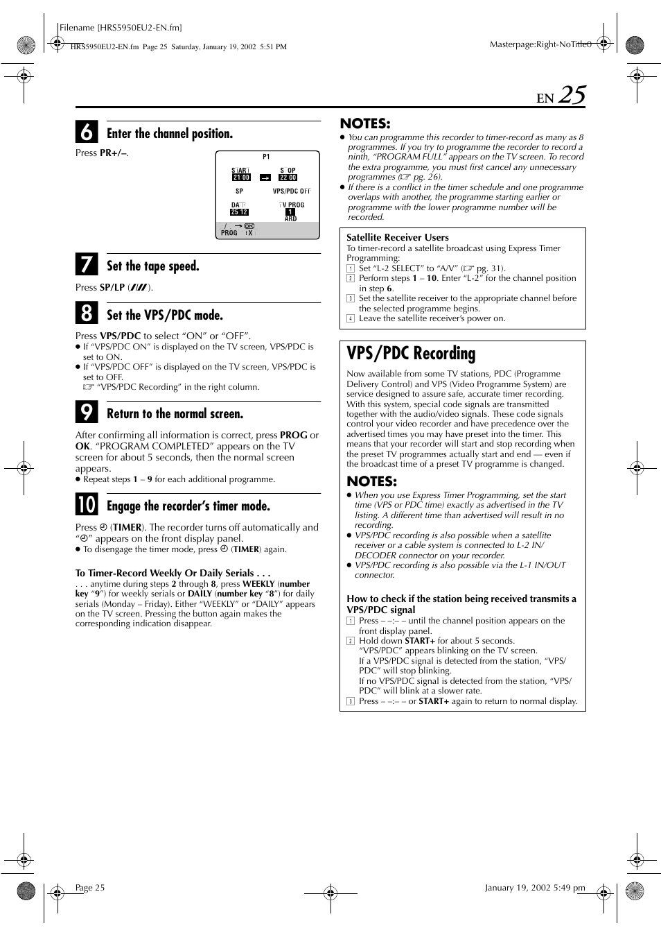 Vps/pdc recording | JVC 0302MNV*ID*JVE User Manual | Page 25 / 56