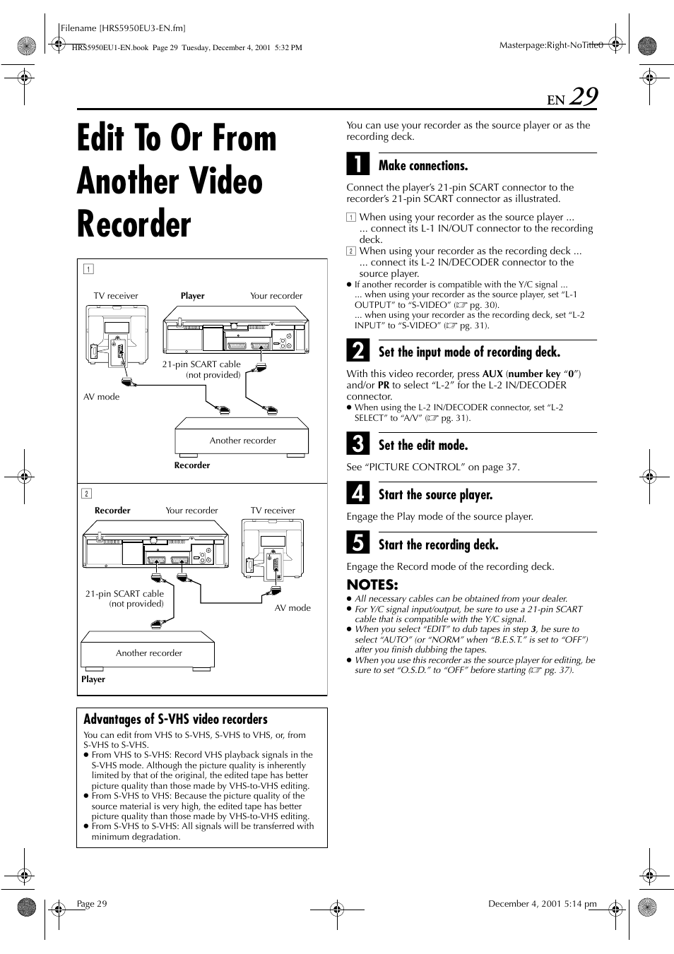 Edit to or from another video recorder | JVC 0302MNV*ID*JVE User Manual | Page 29 / 56