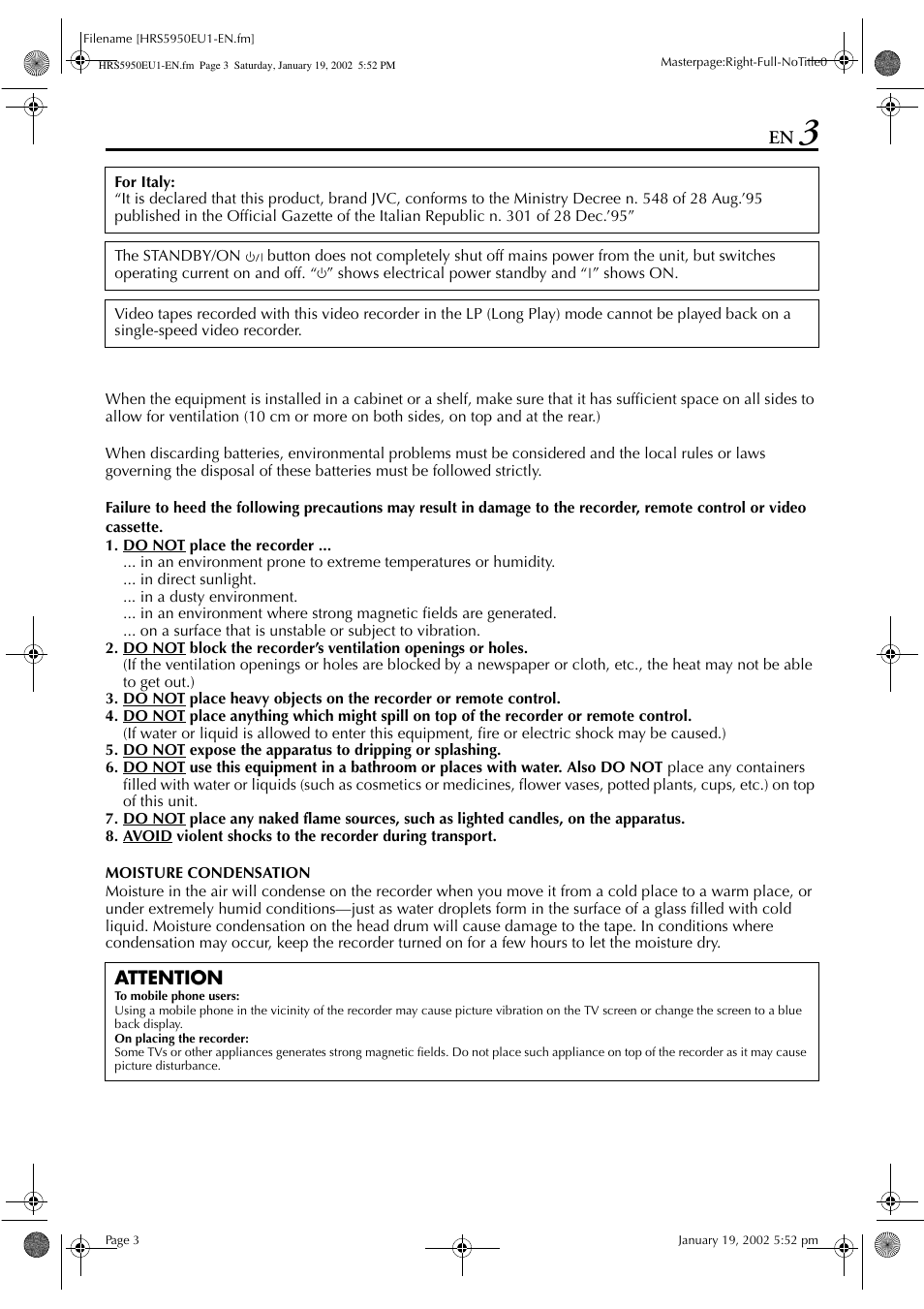 Attention | JVC 0302MNV*ID*JVE User Manual | Page 3 / 56