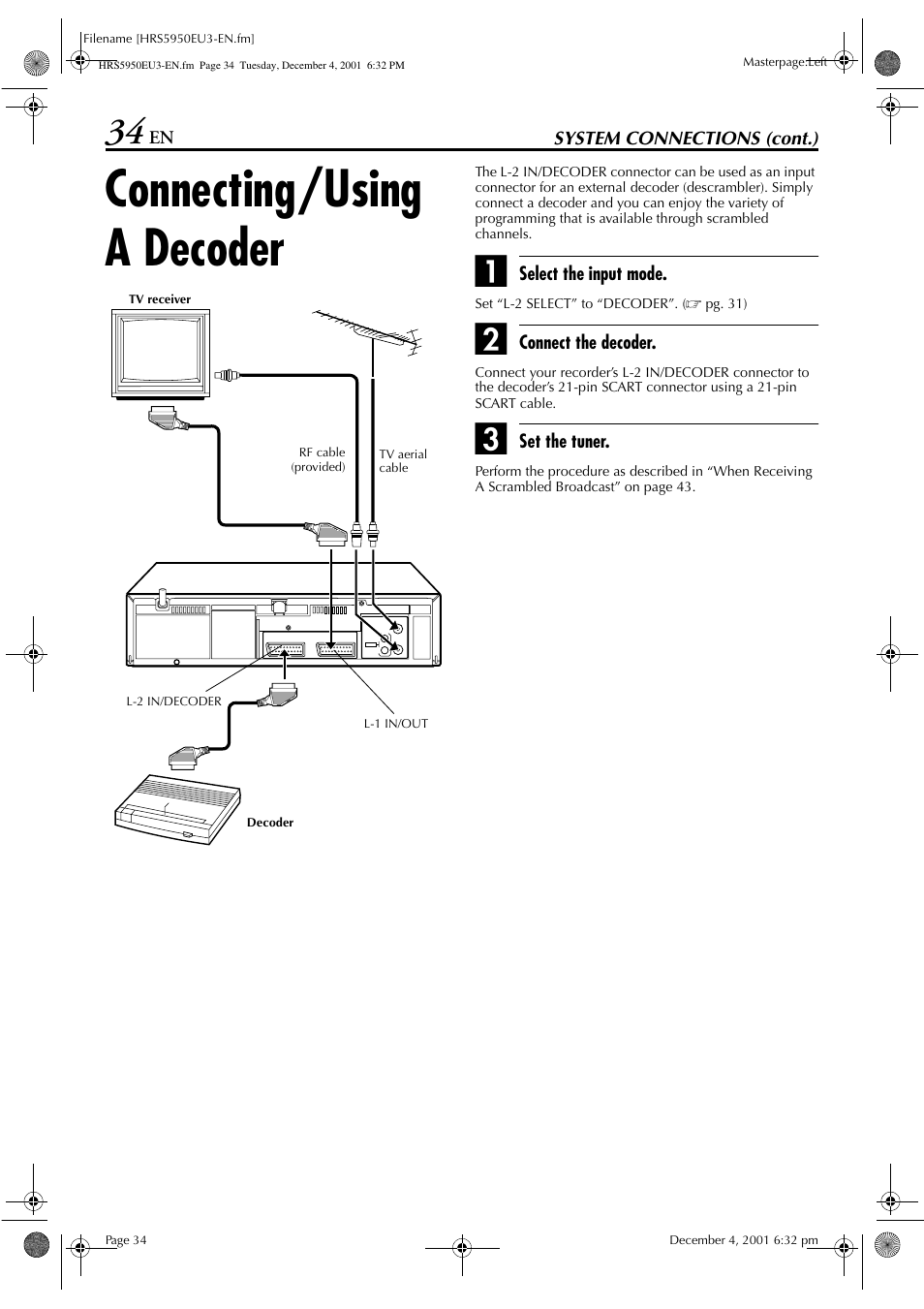 Connecting/using a decoder | JVC 0302MNV*ID*JVE User Manual | Page 34 / 56