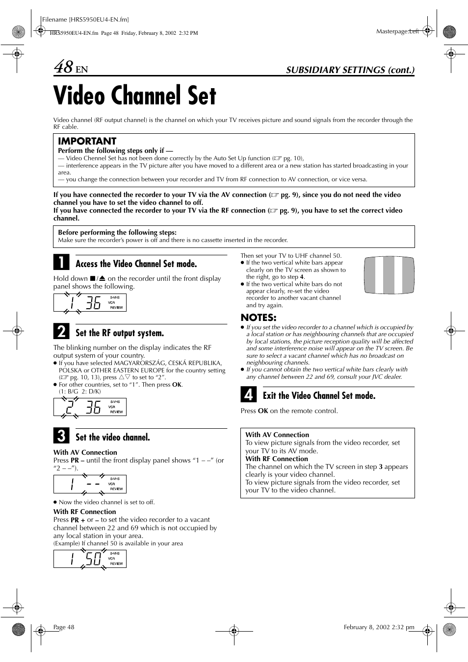 Video channel set | JVC 0302MNV*ID*JVE User Manual | Page 48 / 56